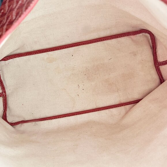 RARE Authentic Goyard Goyardine Saint Louis PM Red Shoulder Tote Bag & Pouch - Picture 12 of 16